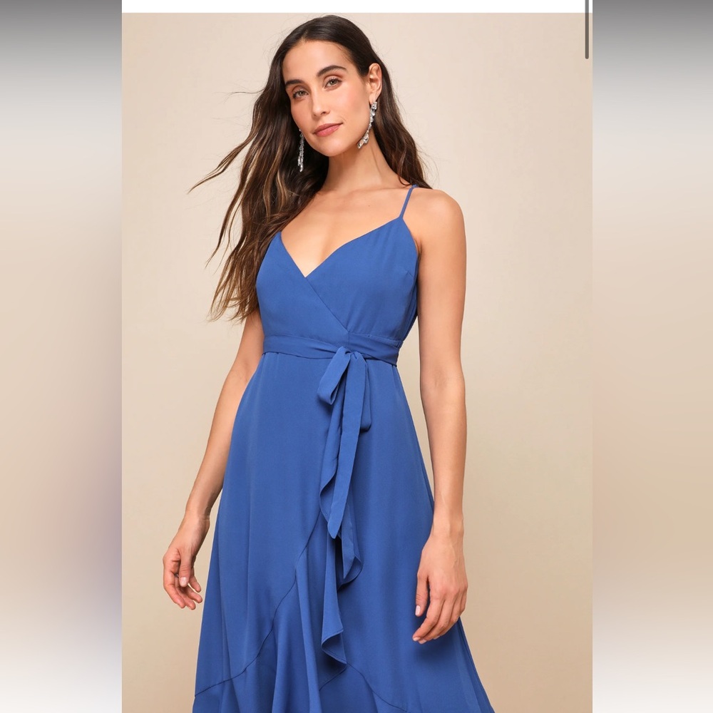 Lulu's Blue Midi Dress - Picture 9 of 10